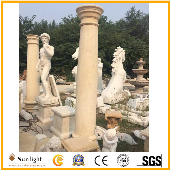 Polished Marble Granite Stone Roman Columns, Solid/Hollow Beige/White Marble Columns
