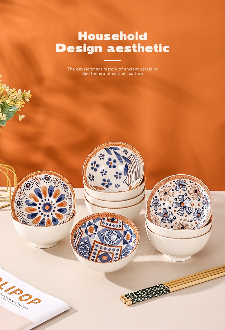 4.5" Bowl Pad Printing Decal with Colour Box 2/4/6 PCS Ceramic Porcelain Tableware