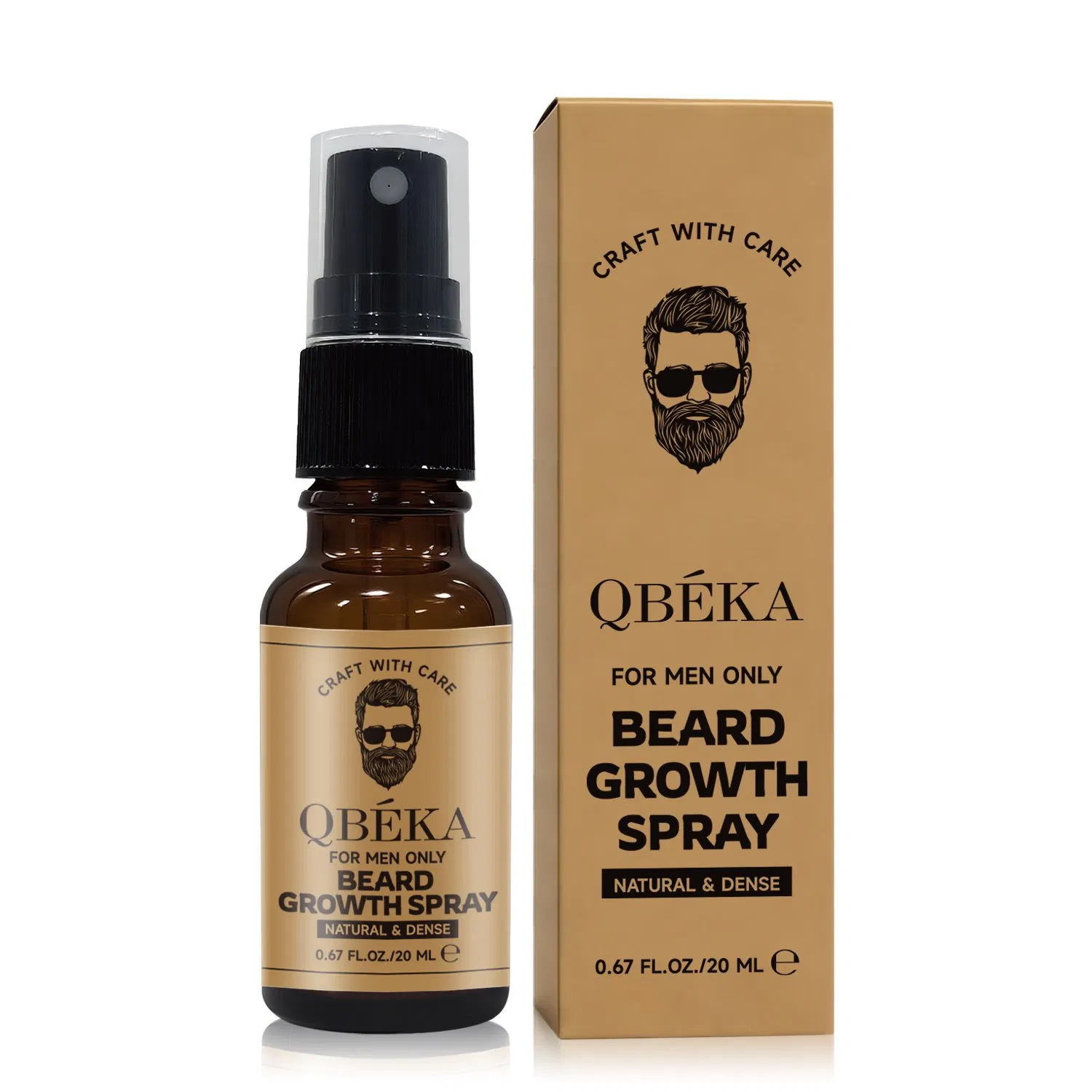 Qbeka Beard Growth Spray for Men - Facial Hair Densifying Serum - Mustache & Beard Thickening Treatment