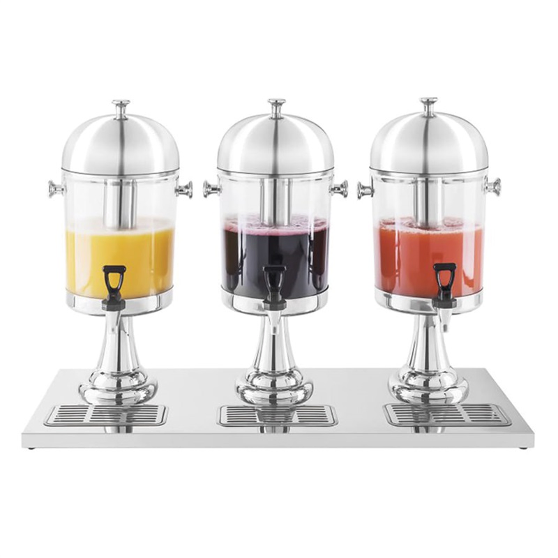 Hotel Stainless Steel 3 Compartment Drink Fruit Juice Dispenser