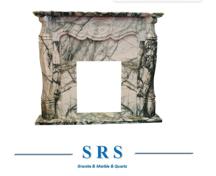 Customize White Classic Granite Marble Stone Electric Heater Fireplace Mantel