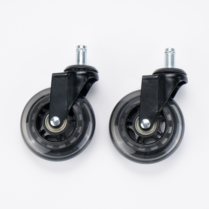 3 Inch Cross-Border PU Universal Brake Free Office Chair Casters Plug-in Pole Transparent Wheels