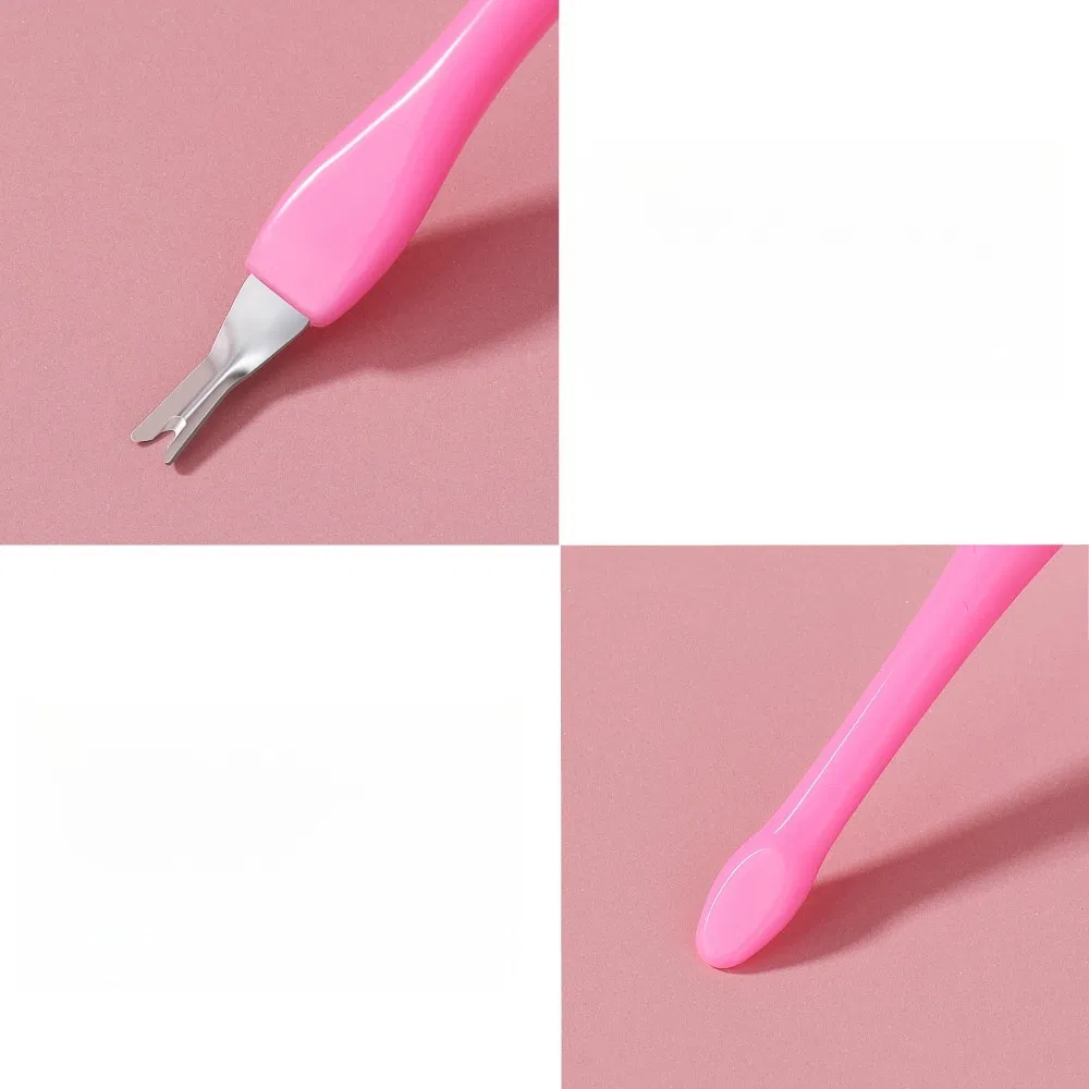 Cross Border Hot Sale Stainless Steel Pink Nail Care Repair Exfoliating Fork