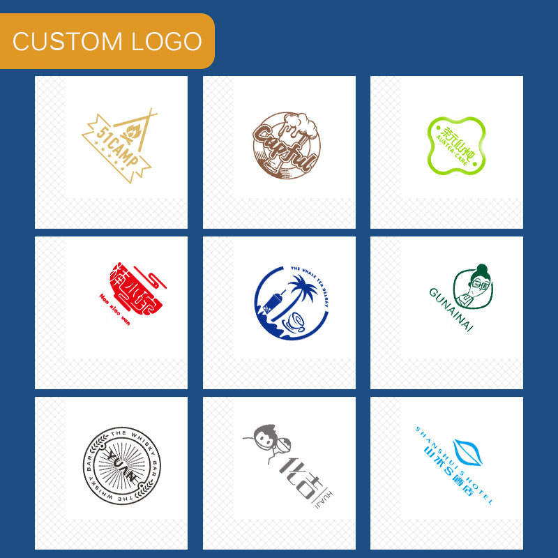 Wholesale Factories Custom Logo Eco Friendly Good Quality Embossed 1/4 Fold White Luncheon Serviettes Paper Napkins