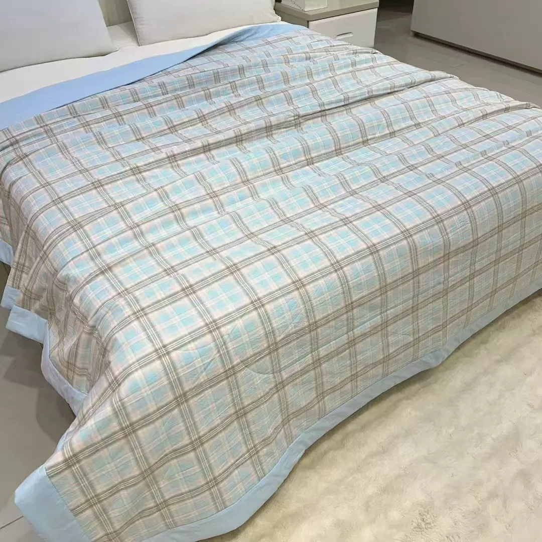 Hot - Selling High End Yarn Dyed Washed Cotton Air Conditioner Quilt for Summer