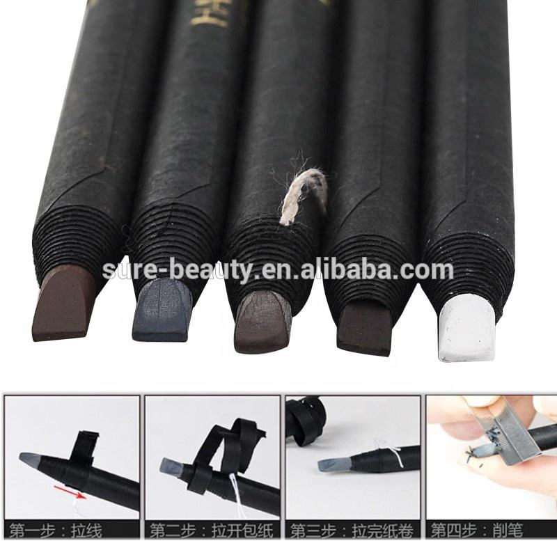 Permanent Makeup Paper Wrapped Hard Core Eyebrow Pencil with Brush Cover