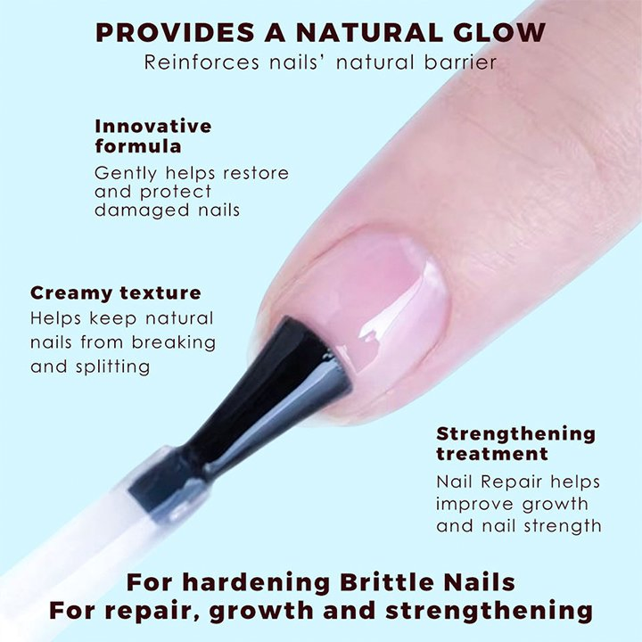 Nail Strengthener Treatment Repair Polish Air Dry Base and Top Coat Gel for Thin and Damaged Nails