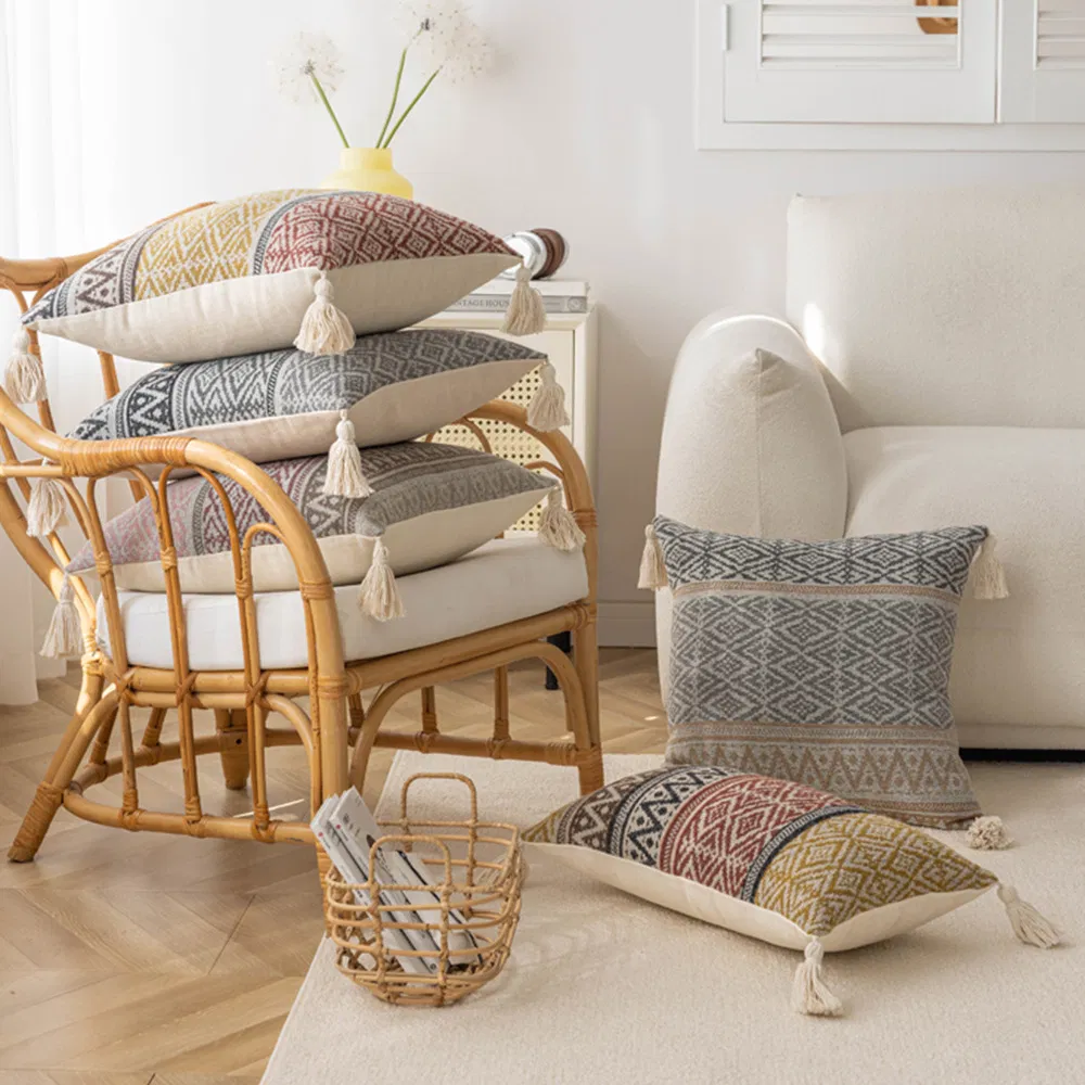 Bohemian Pillow Covers Throw Pillow Case Cover with Tassels Modern Living Room Pillow Covers
