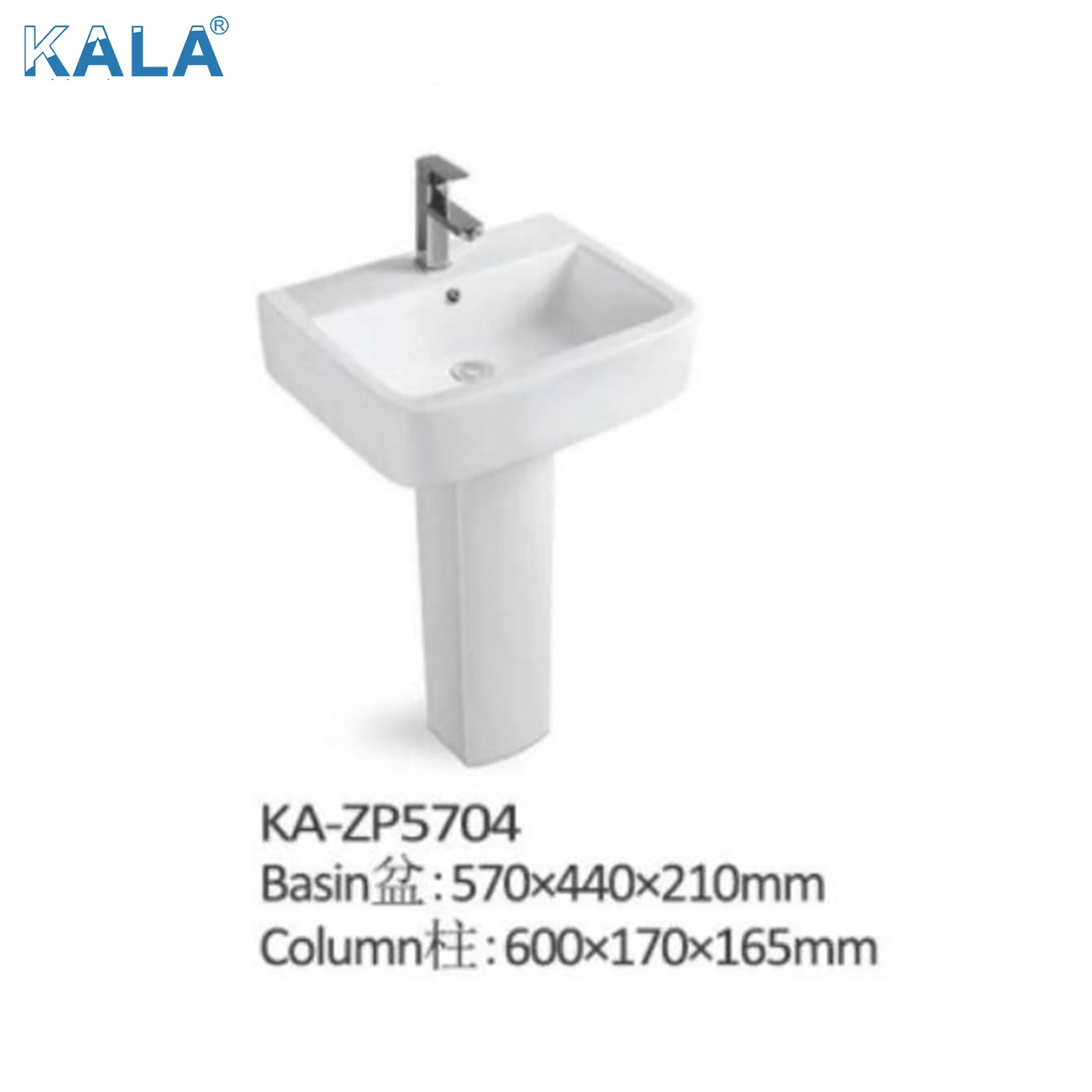 Single Bowl Single Sink Washroom Bathroom Sanitary Ware Glazed Pedestal Basin