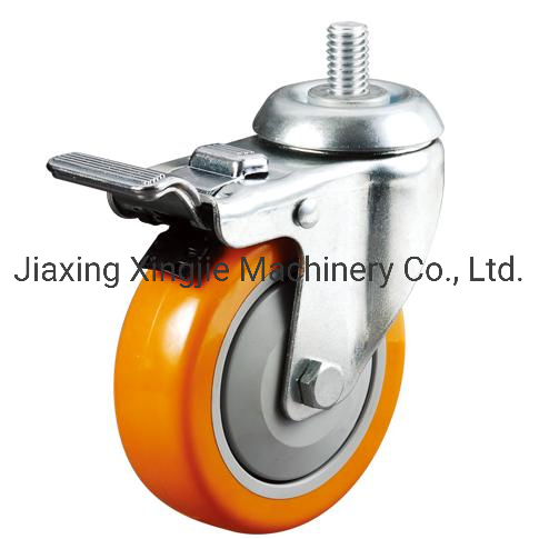 150mm Industry Bolt Hole Brake Caster PU Wheel