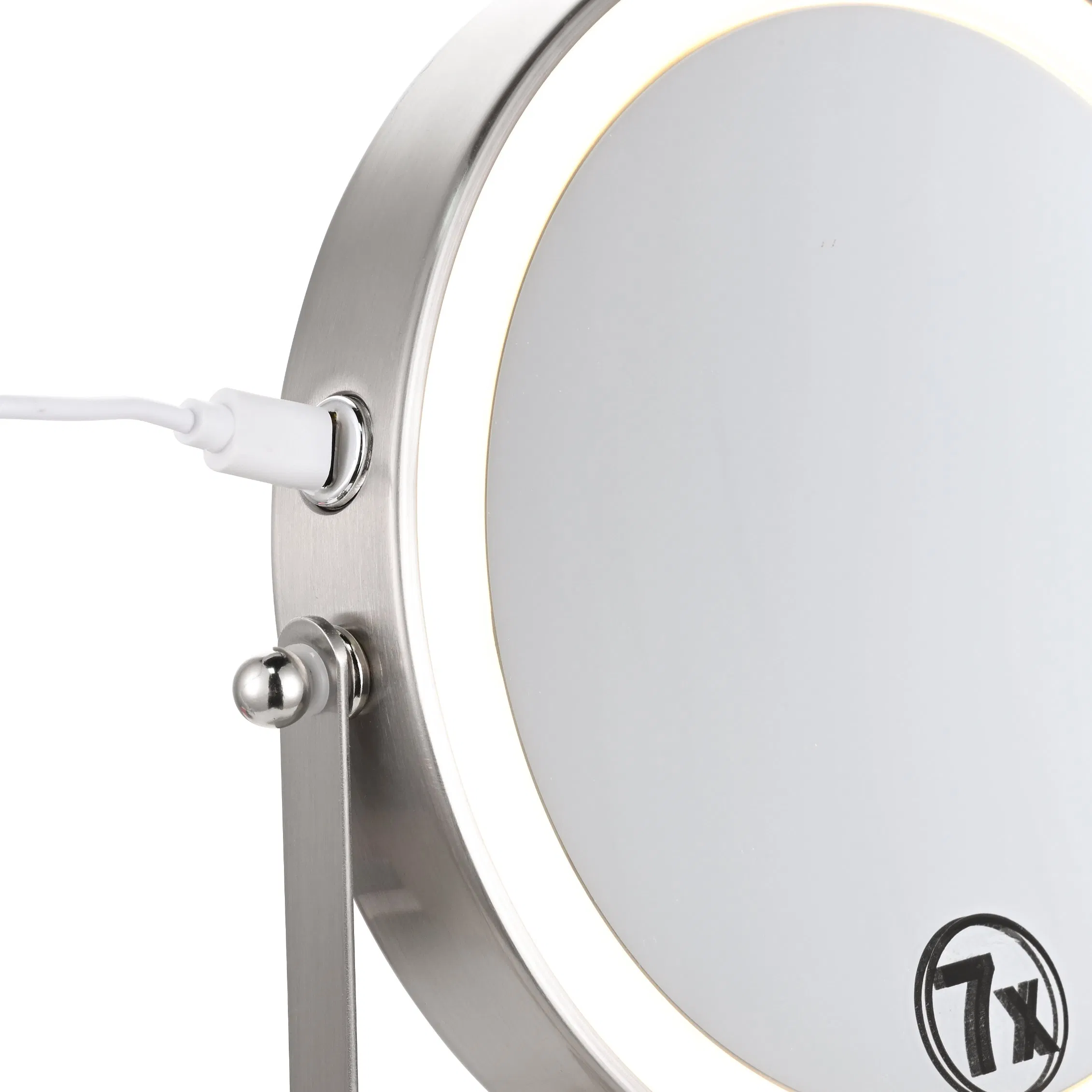 Wholesale 7 Inch Cosmetic 5X LED Magnifying Makeup Table Mirror with Tray