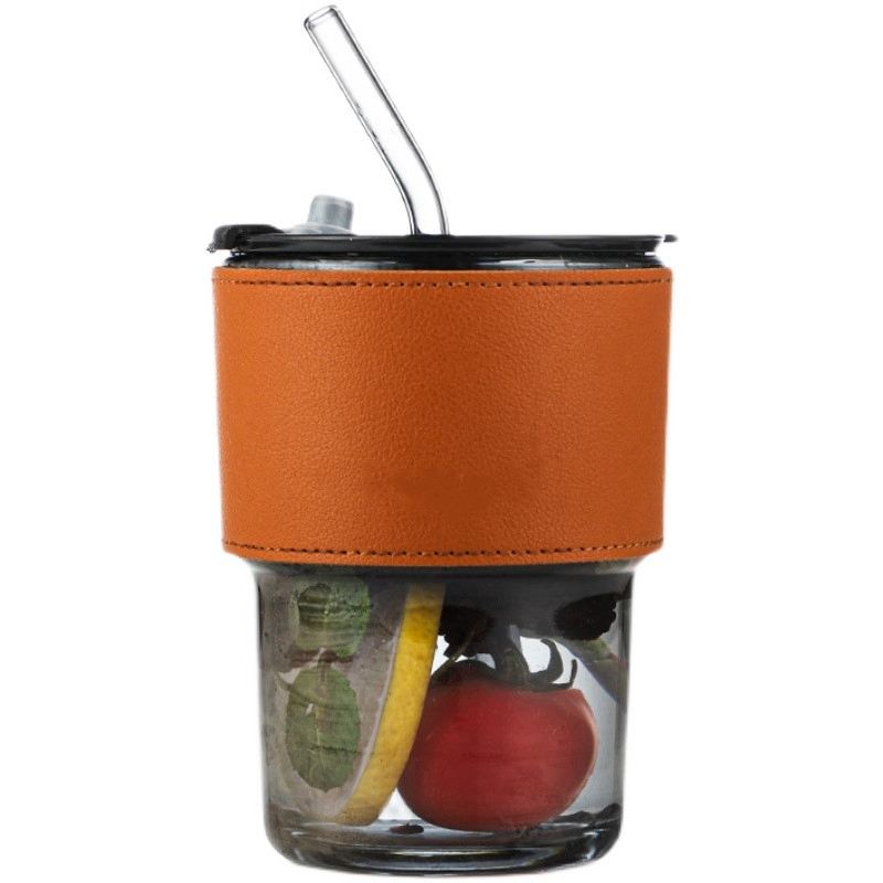 Best Seller Glass Coffee Cup High Borosilicate Heat-Resistant Latte Glass Water Cup Glass Coffee Mug with Lid Water Bottle