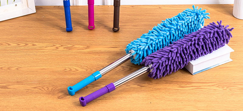Creative Retractable Stainless Steel Chenille Duster for Household Retractable Rod Feather Duster