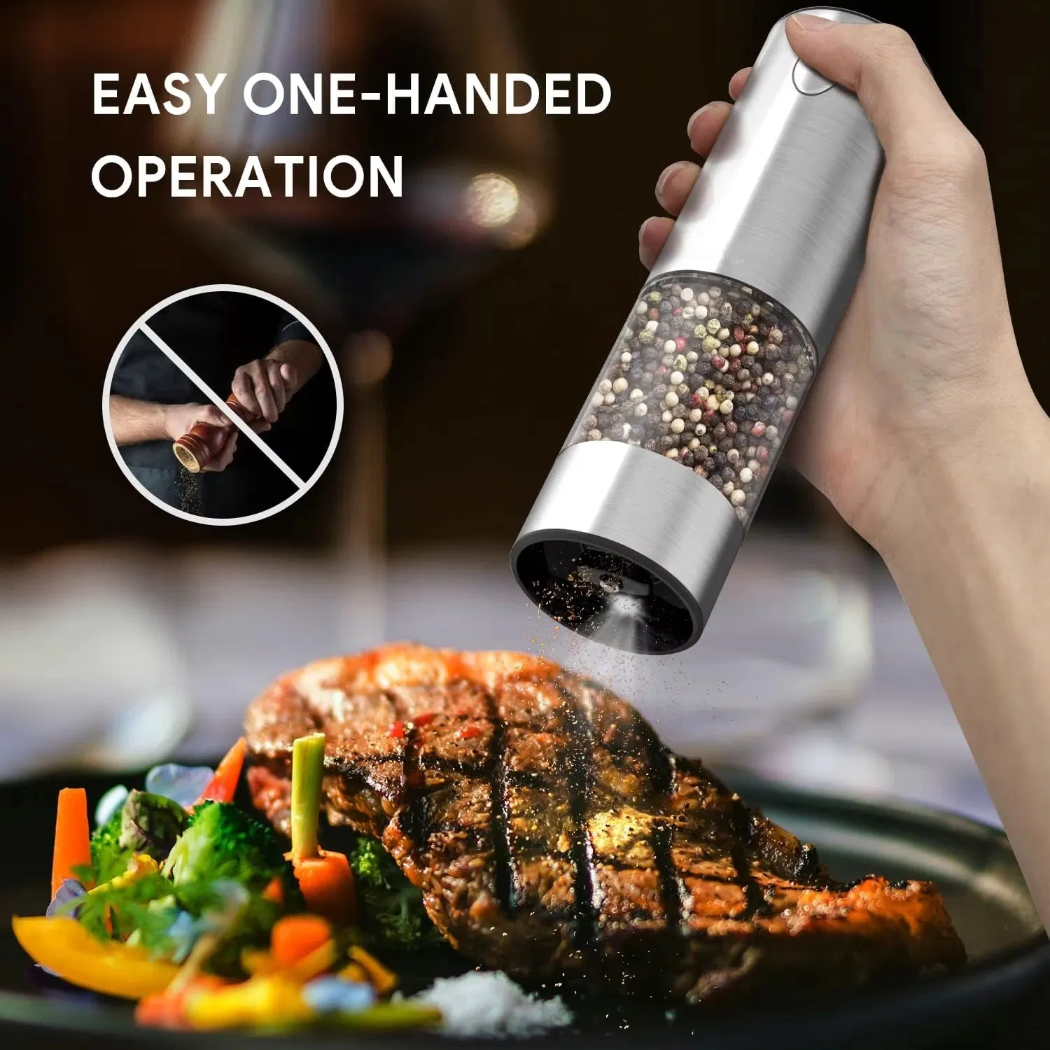 Электрическая мельница для соли и перца, 95 мл