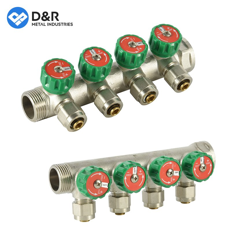 D&R Manufacture Supply Underfloor Manifolds 2-15 Ports Water Manifold Distribution for Floor Heating Systems