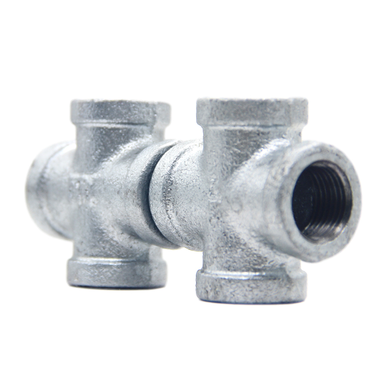 Factory Price High Quality Galvanized Malleable Iron Black Cross 4 Way Pipe Fitting Plumbing Material in Water Gas Firefighting