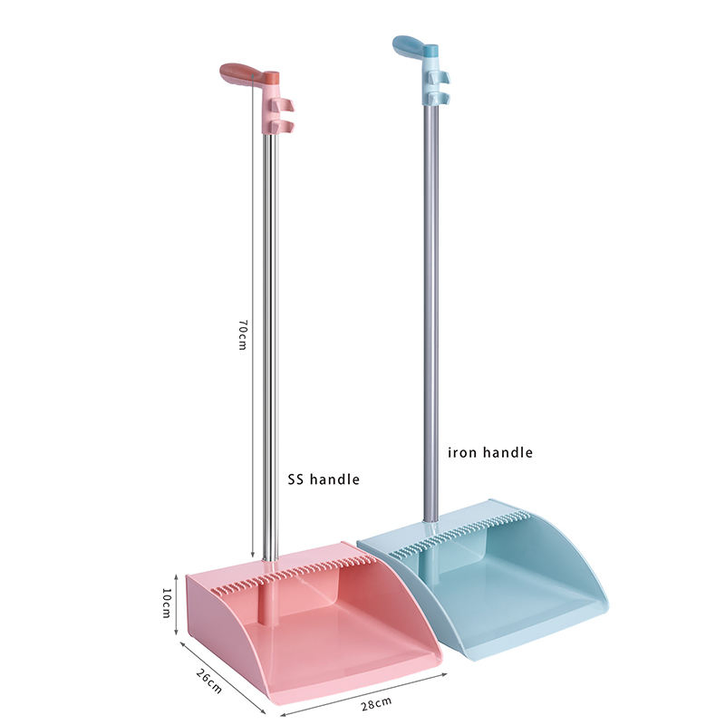 Household Plastic Soft-Bristle Broom and Dustpan Set Office Indoor Broom Set Long-Handled Broom with Dustpan Holder Broom and Dustpan Set with Comb Teeth