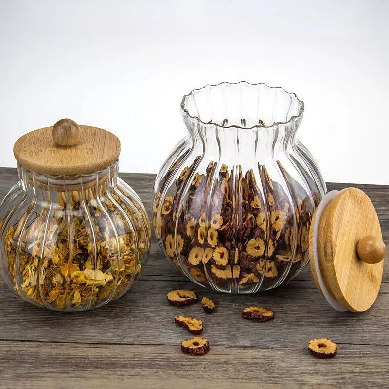 High Quality Decorative Glass Food Storage Jars Dust Proof Sealed Vertical Stripes Glass Jar