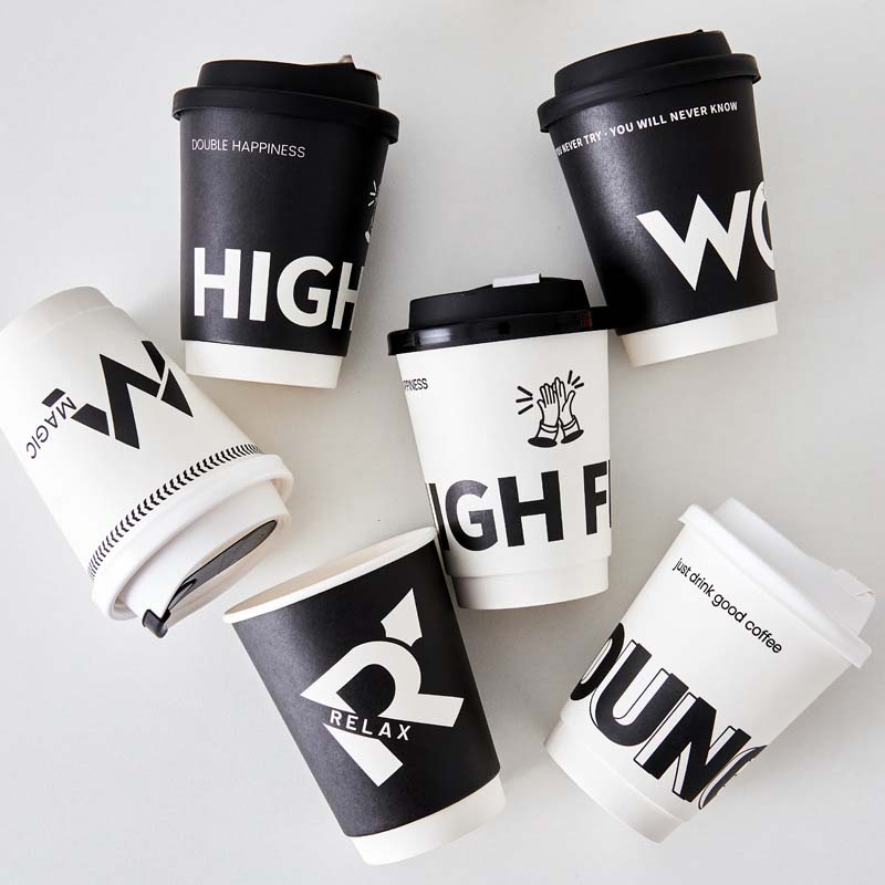 Двухслойные бумажные стаканы для кофе и чая, 12 унций