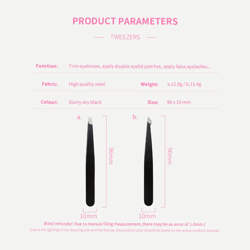Guangdong Beauty Eye Lashes Stainless Steel Eyebrow Tweezer Slanted False Eyelash Brow Tweezers