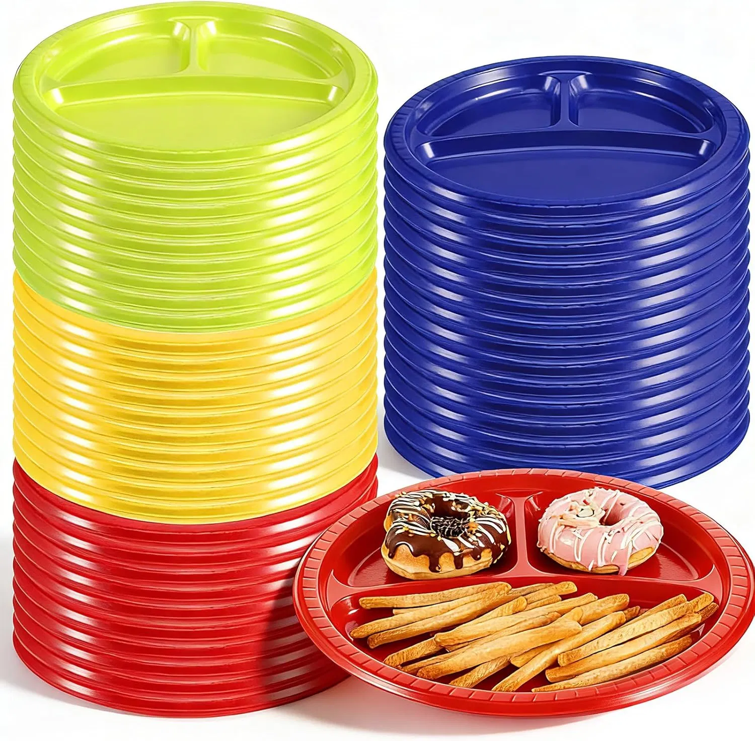 3 Compartments Divided Plastic Party Plates