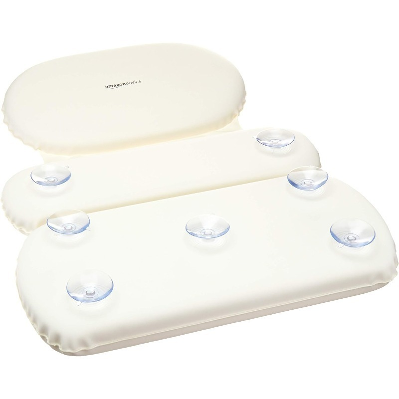 2024 High Quality Beige Bathtub Backrest Suction Waterproof Anti-Slip Bath Pillow