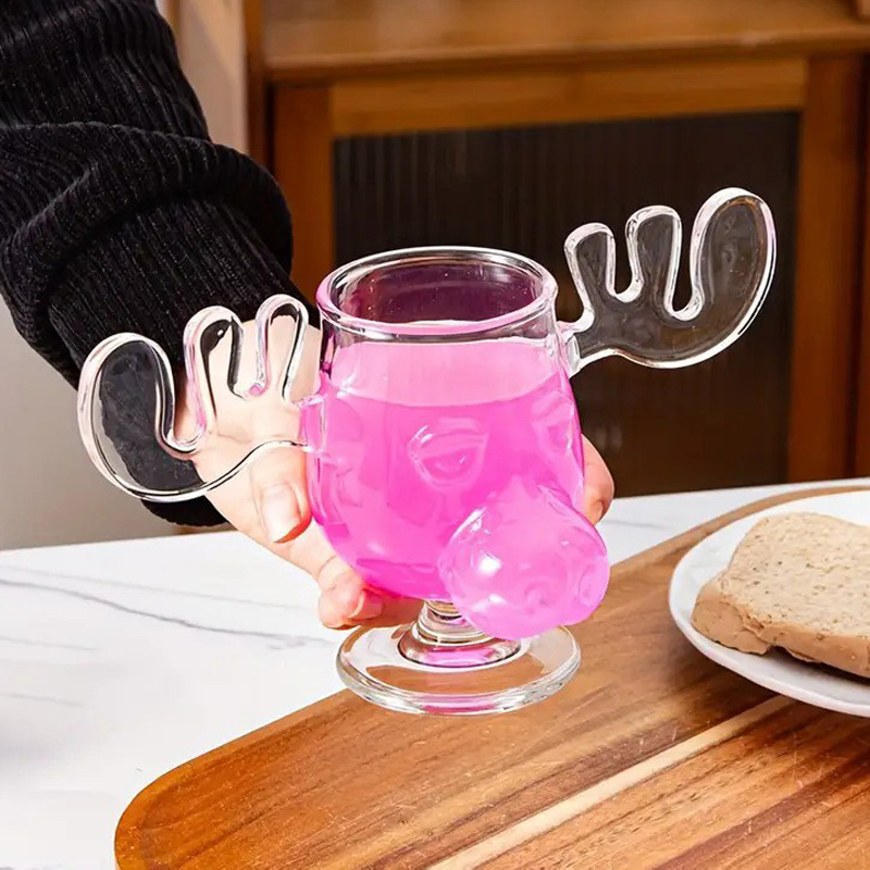 Cute Elk Christmas Wine Glass Juice Wine Water Cup Glass Mug Glassware