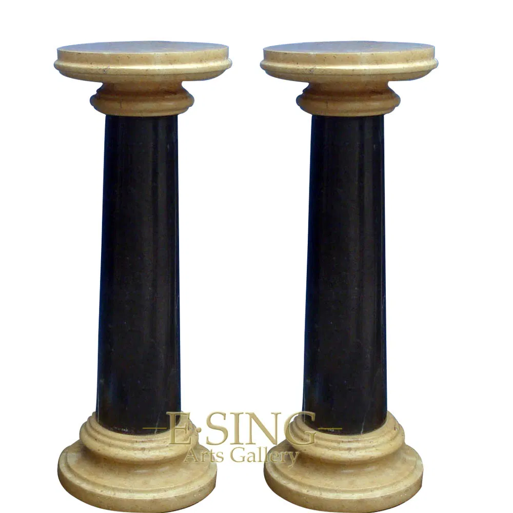 Column Pillar Round Base Pure White Marble Stands Pedestals