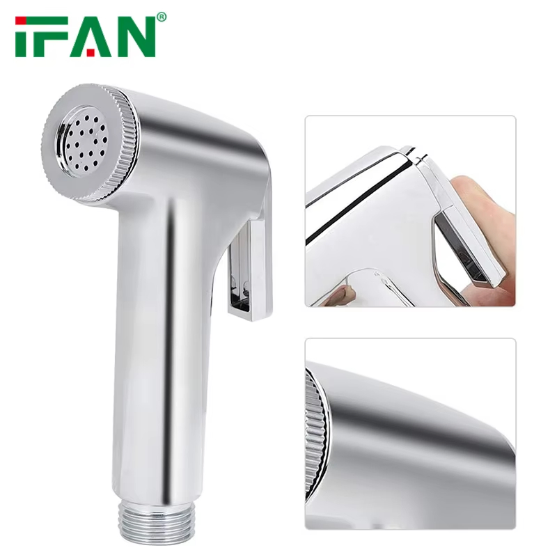 Ifan Certified ABS Plastic Body Chrome Handheld Sprayer Toilet Bidet Shattaf Set for Woman Portable Bidet