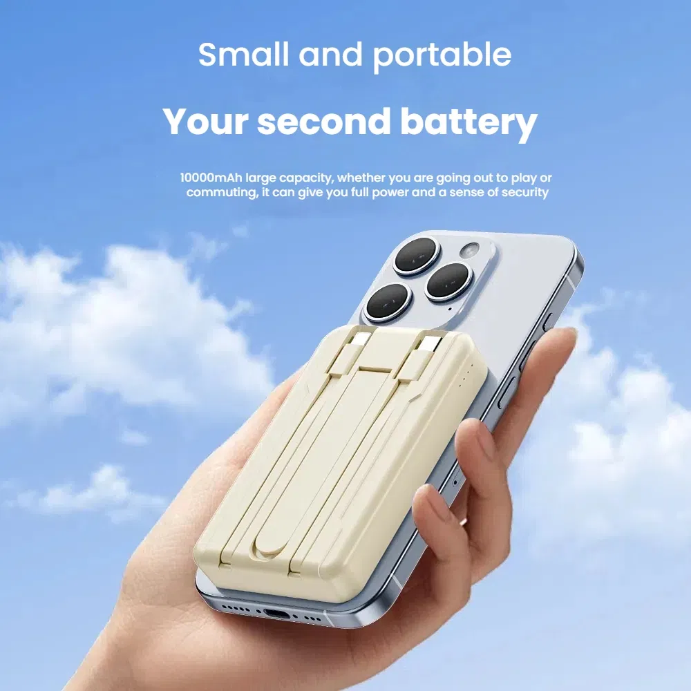 Portable Magnetic Charger Power Bank for Apple for iPhone 16 15 PRO Shockproof 10000mAh Wireless Power Bank with Cable