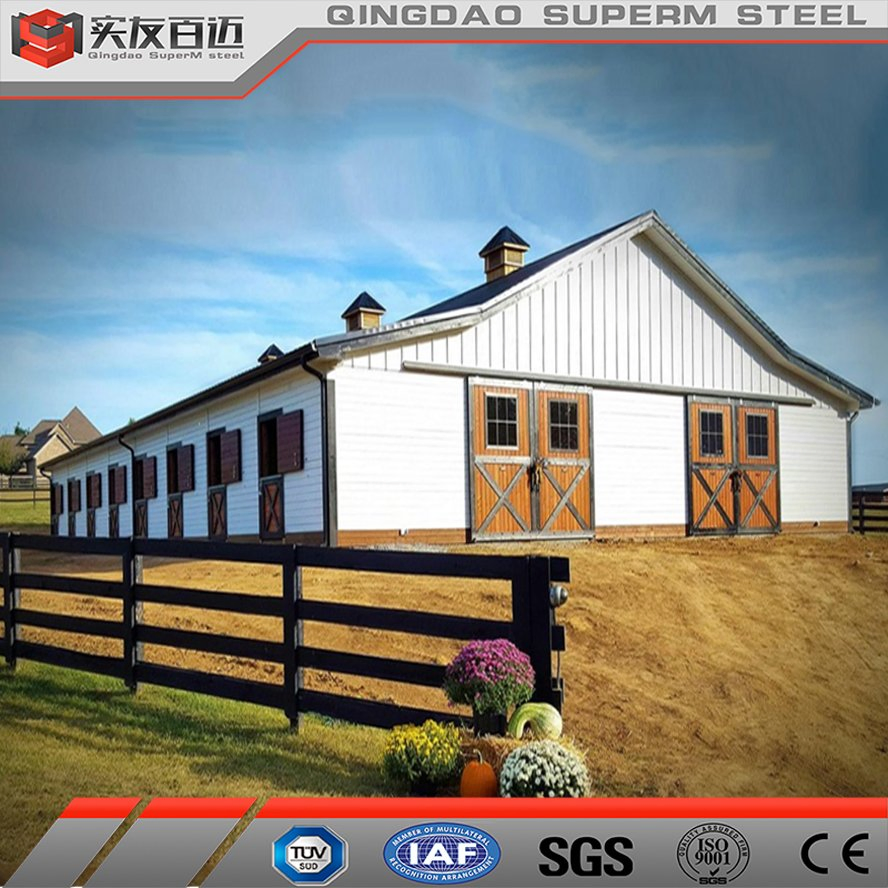 Prefabricated Steel Structure Building Hot Sales Kits Price Prefabr Building Structure Building Horse Storage Shed Barn with Free Design Drawing