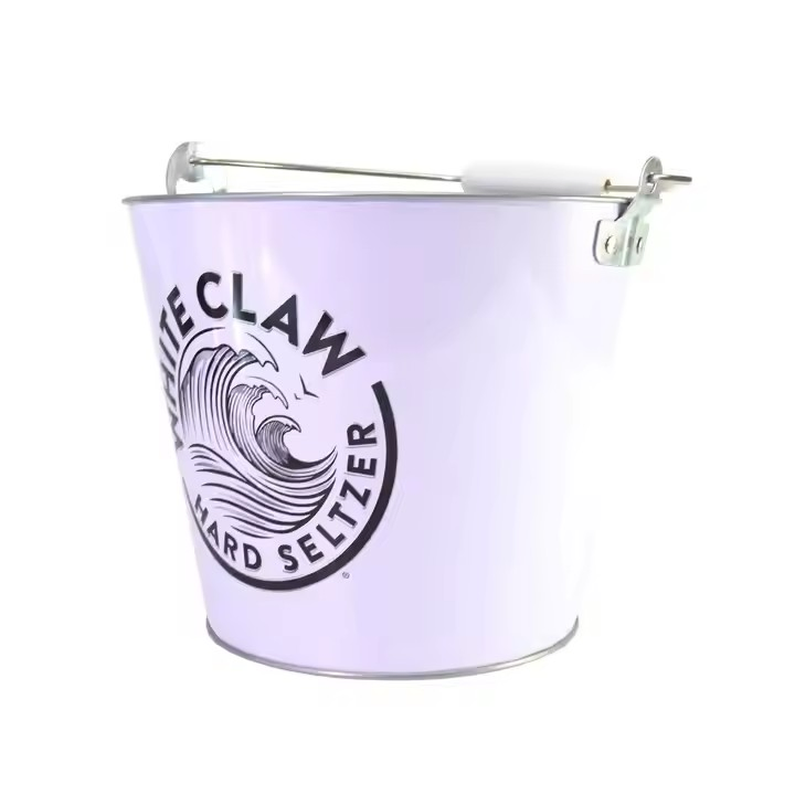 Wholesale 5L Round Galvanized Metal Tin Ice Bucket for 6 Bottles Beer