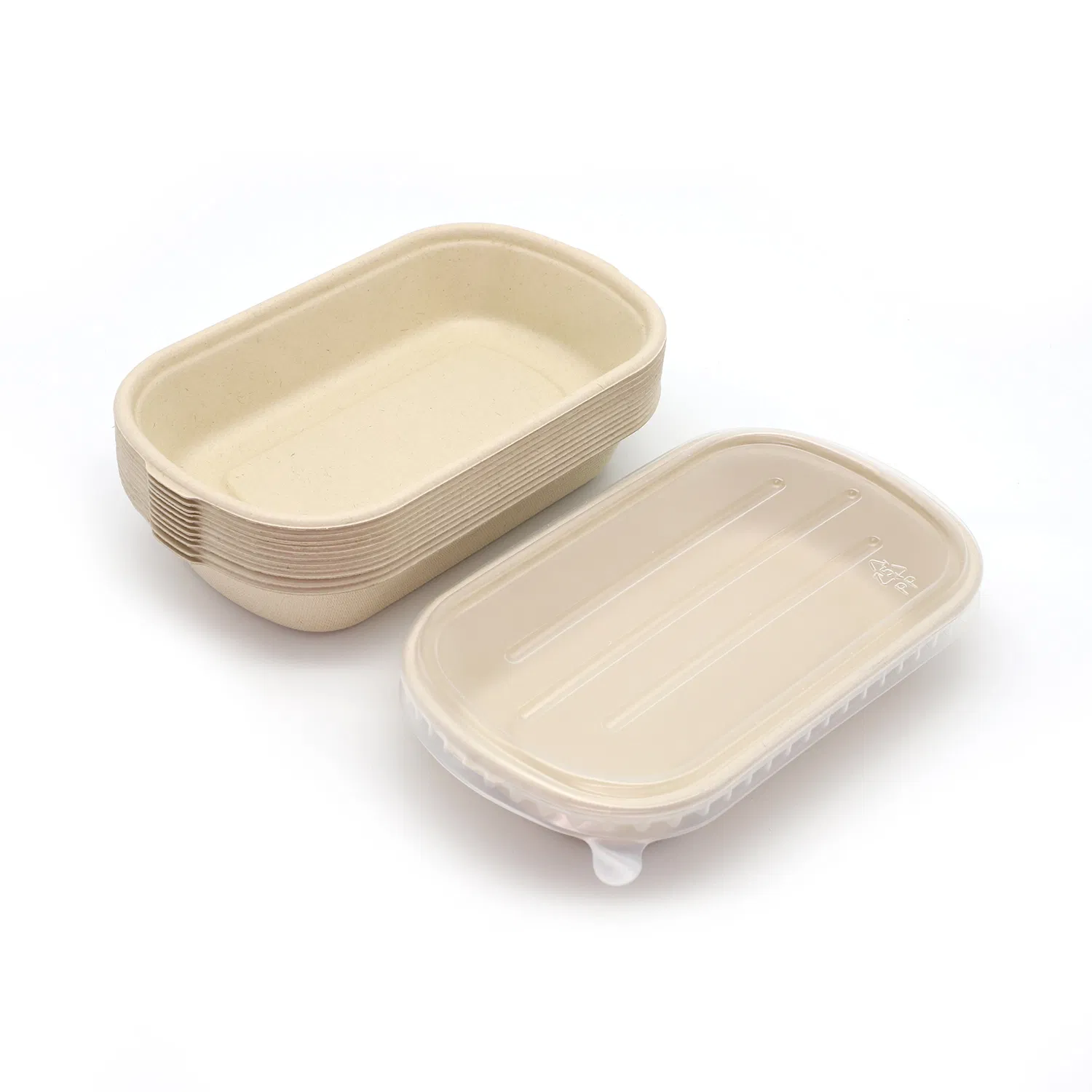Rectangle White Bamboo Pulp Paper Customzied Compostable Box with Lid