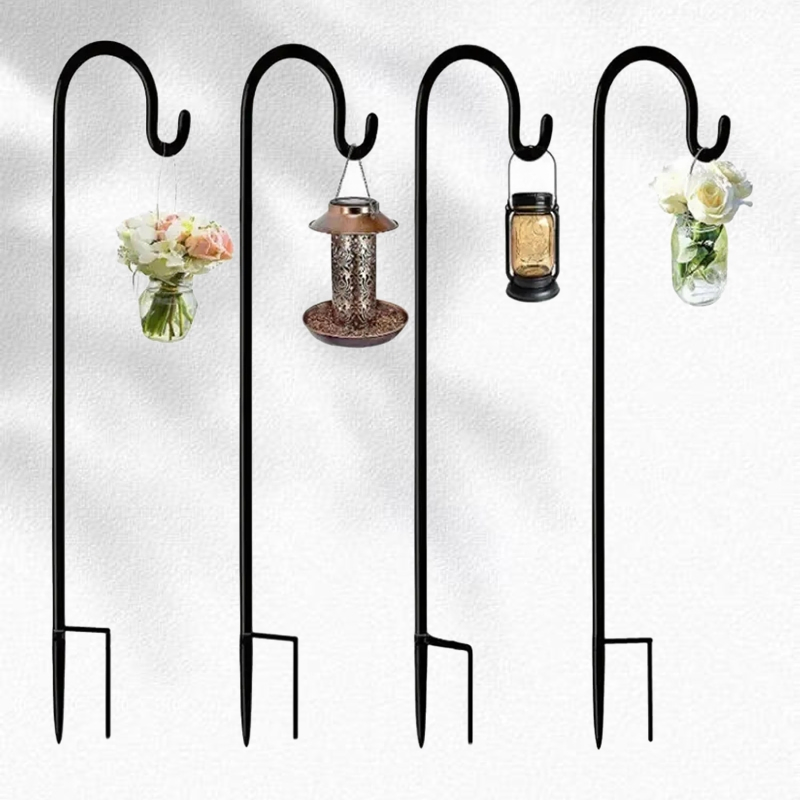 Decorative Metal Garden Hook for Hanging Baskets and Bird Feeders in Lawn and Patio Settings