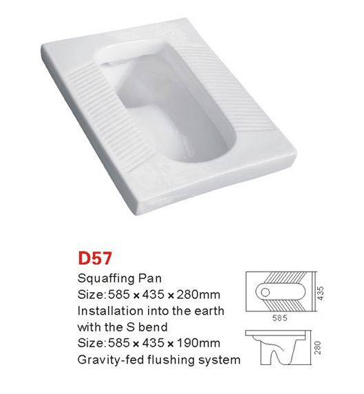 Squatting Pan Wc Bowl (D54) , Ceramic, Bathroom Product, Sanitary Ware