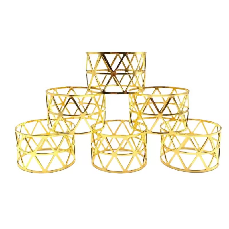 High Quality Geometric Metal Ornament Simple Fine Dining Room Napkin Rings