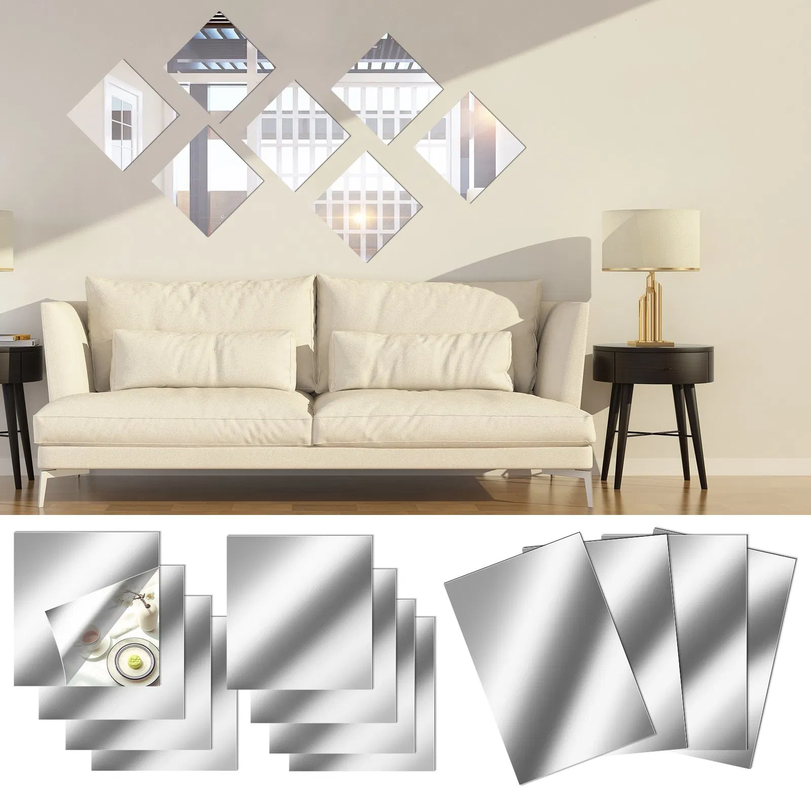 Small Cut Square Round Shape 1mm to 3mm Aluminium Mirror for Mosaic Crafts