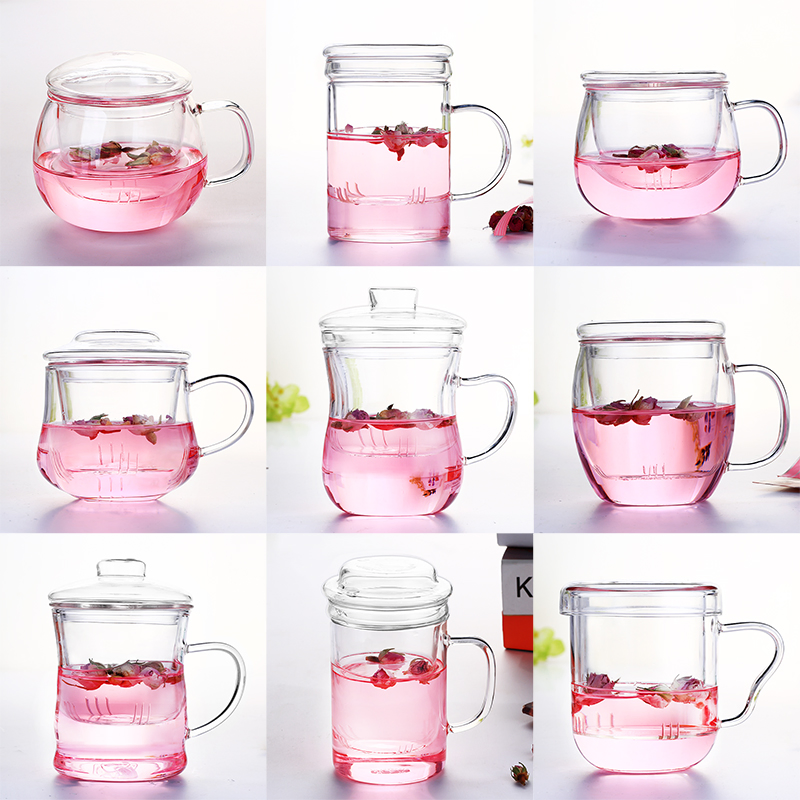 Handmade Borosilicate Glass Cup with Tea Infuser Glass Tea Mug with Strainer