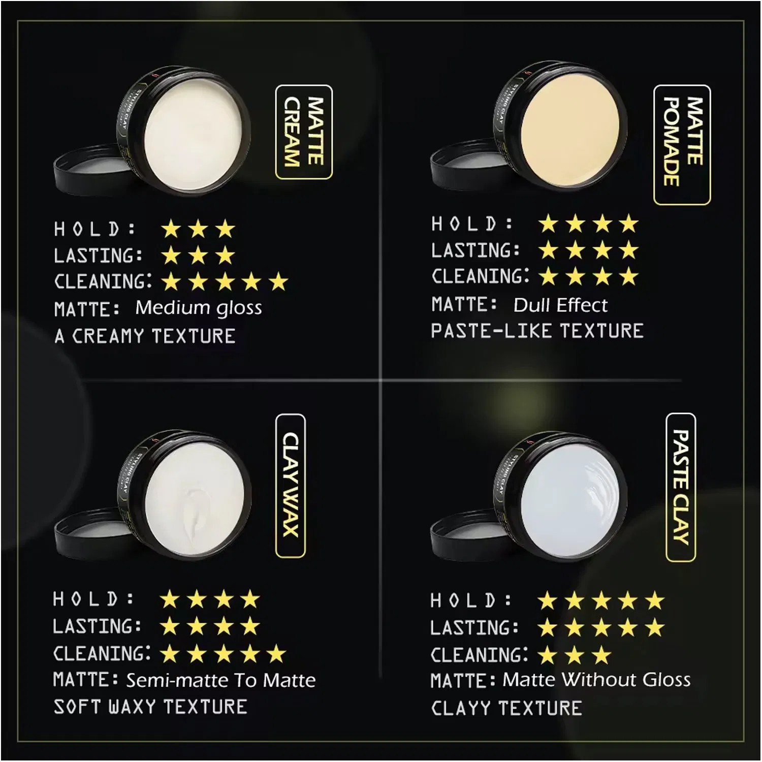 Matt Finish Strong Hold Professional Hair Styling Mud Hair Clay Logo