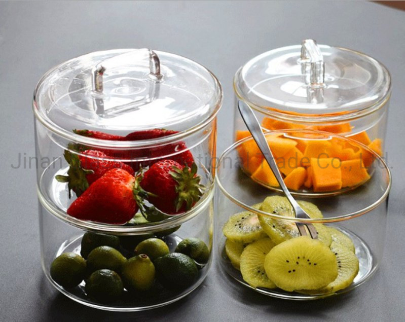 European Style Glass Bowl with Transparent Coverfruit Dessert Candy Snack Storage Jar  Glass Salad Bowl