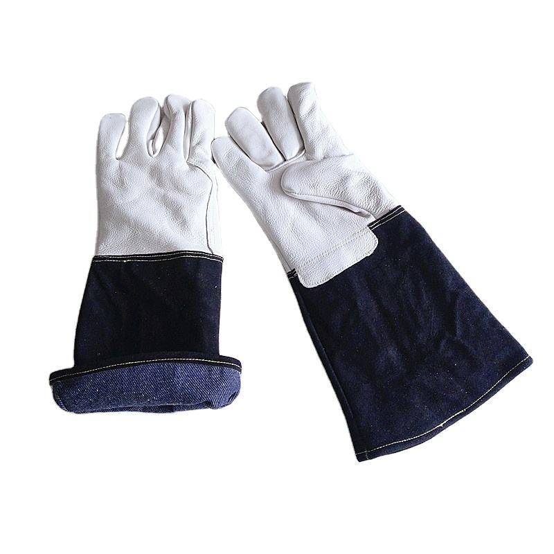 Baking Oven Durable Cowhide Heat Resistant Leather Mitts BBQ Gloves Outdoor Work Mittens