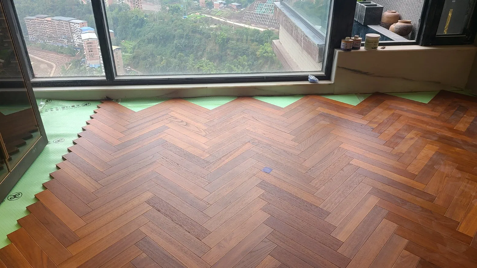 Sport Basketball Indoor Herringbone Engineered Parkett Solid Dark/White Oak Teak Wooden Floor Panel