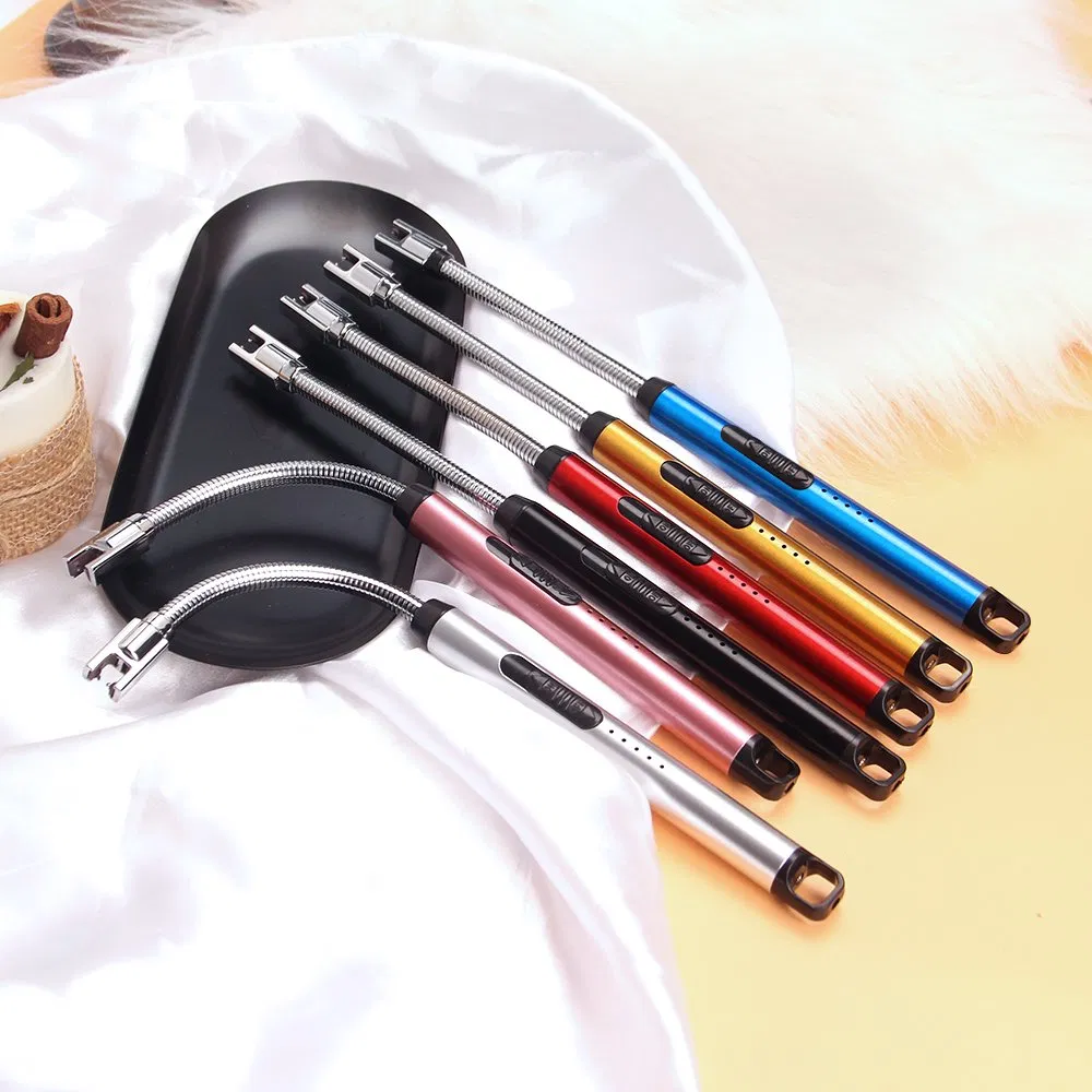 2023 Rechargeable Electric USB Long Lighter Plasma Arc Light Candle Windproof BBQ Grill Lighter Camping Accessories Smoking