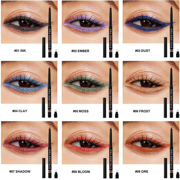 Black Matte Gltter Custom Logo Cream Herbal Waterproof Eyeliner Pencil No-Logo Erasable Long-Lasting for Makeup Wholesale