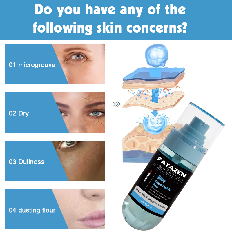 Soothes Redness Brightening Nourish Rejuvenate Skin Blue Copper Peptide Facial Toner Spray