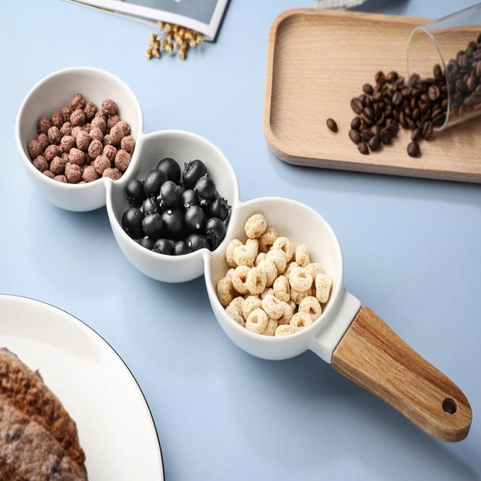 Divided Serving Dish Condiment Rack Spice Tray with Handle