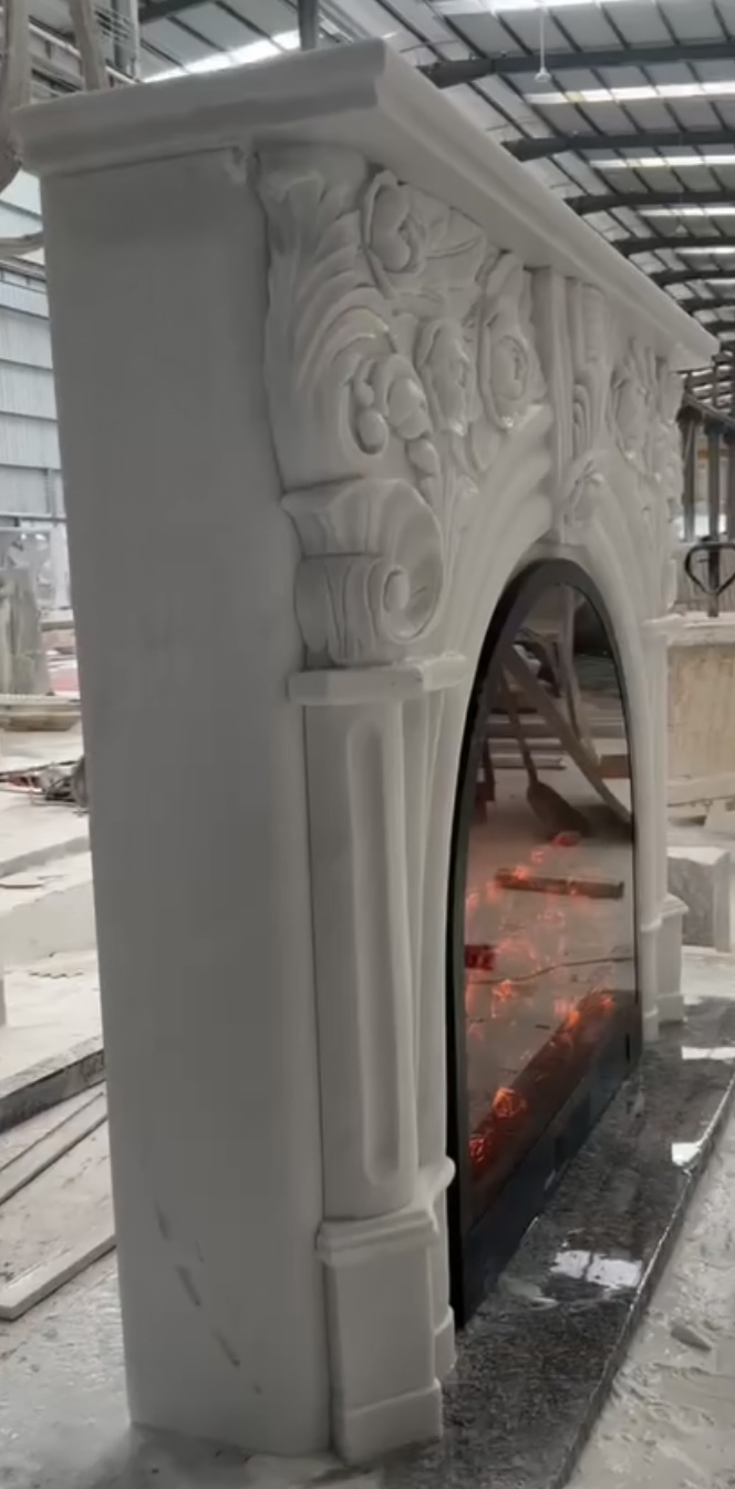 Камин из белого мрамора Ariston White