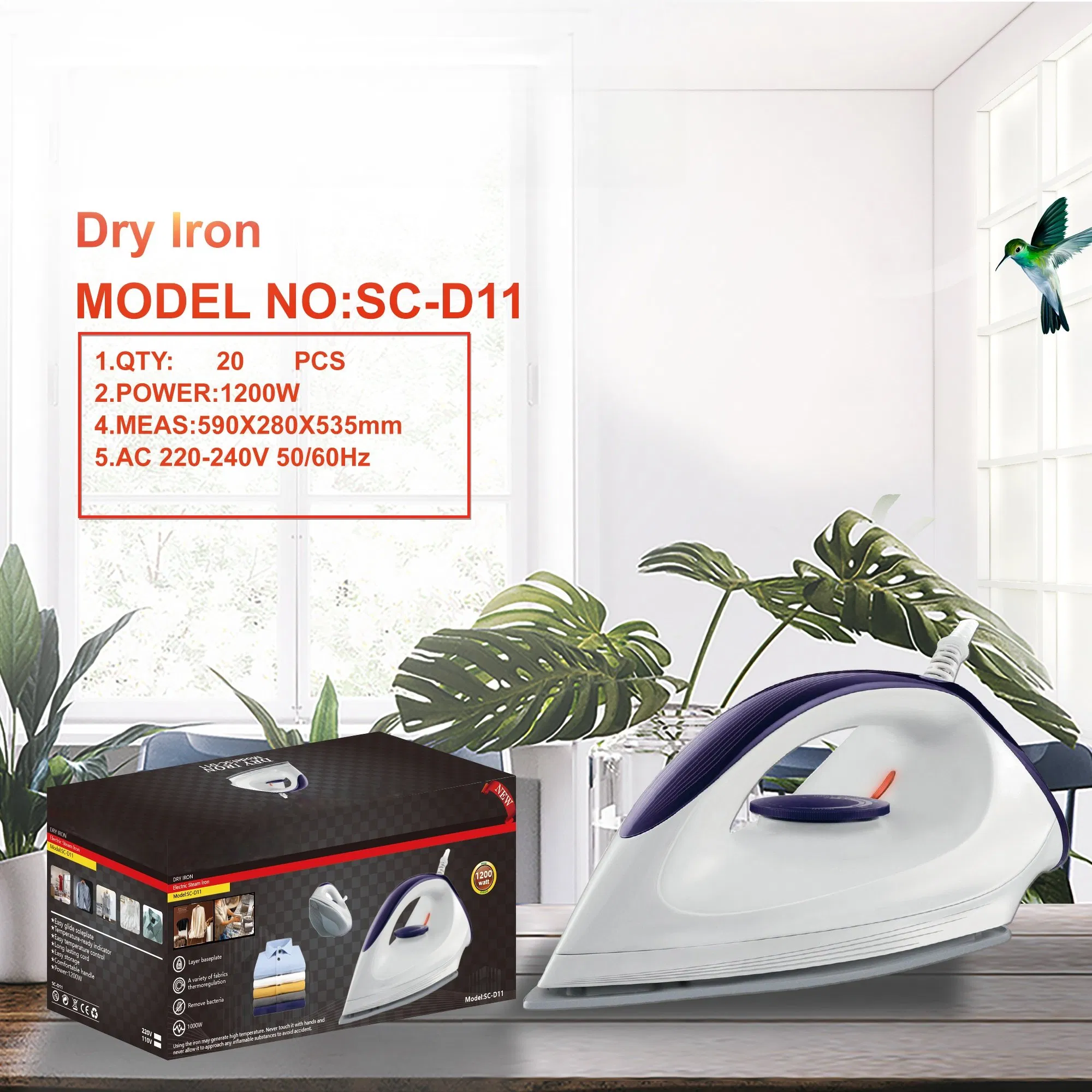 Portable Handheld Dry Steam Electric Iron for Household Use Travel-Friendly Electric Iron