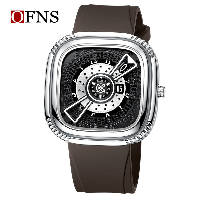 Multifunctional Waterproof Men's Watch Creative Skeleton Square Dial Quartz Fashion Business Timepiece
