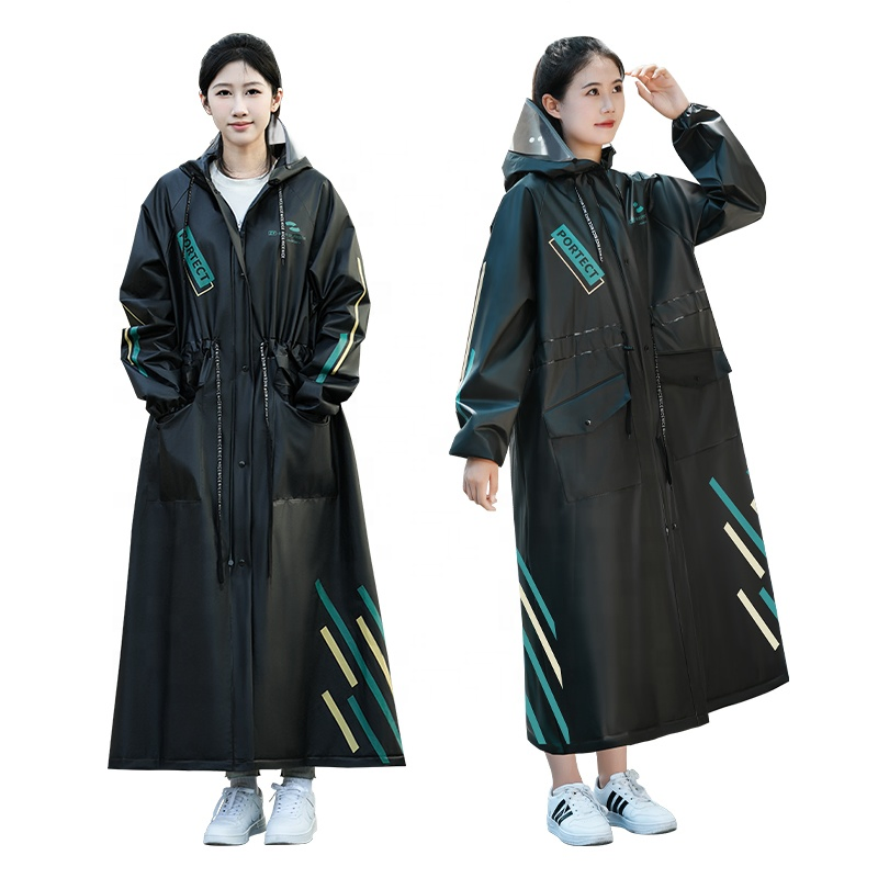 Fashionable Anti-Rainstorm Long-Style EVA Trench Raincoat for Adults Electric Car Rainwear